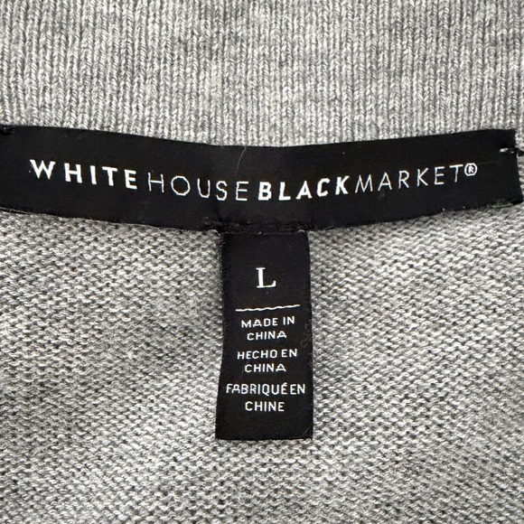 White House Black Market Gray V-Neck Cashmere Blend Sweater – Size L - Picture 2 of 14